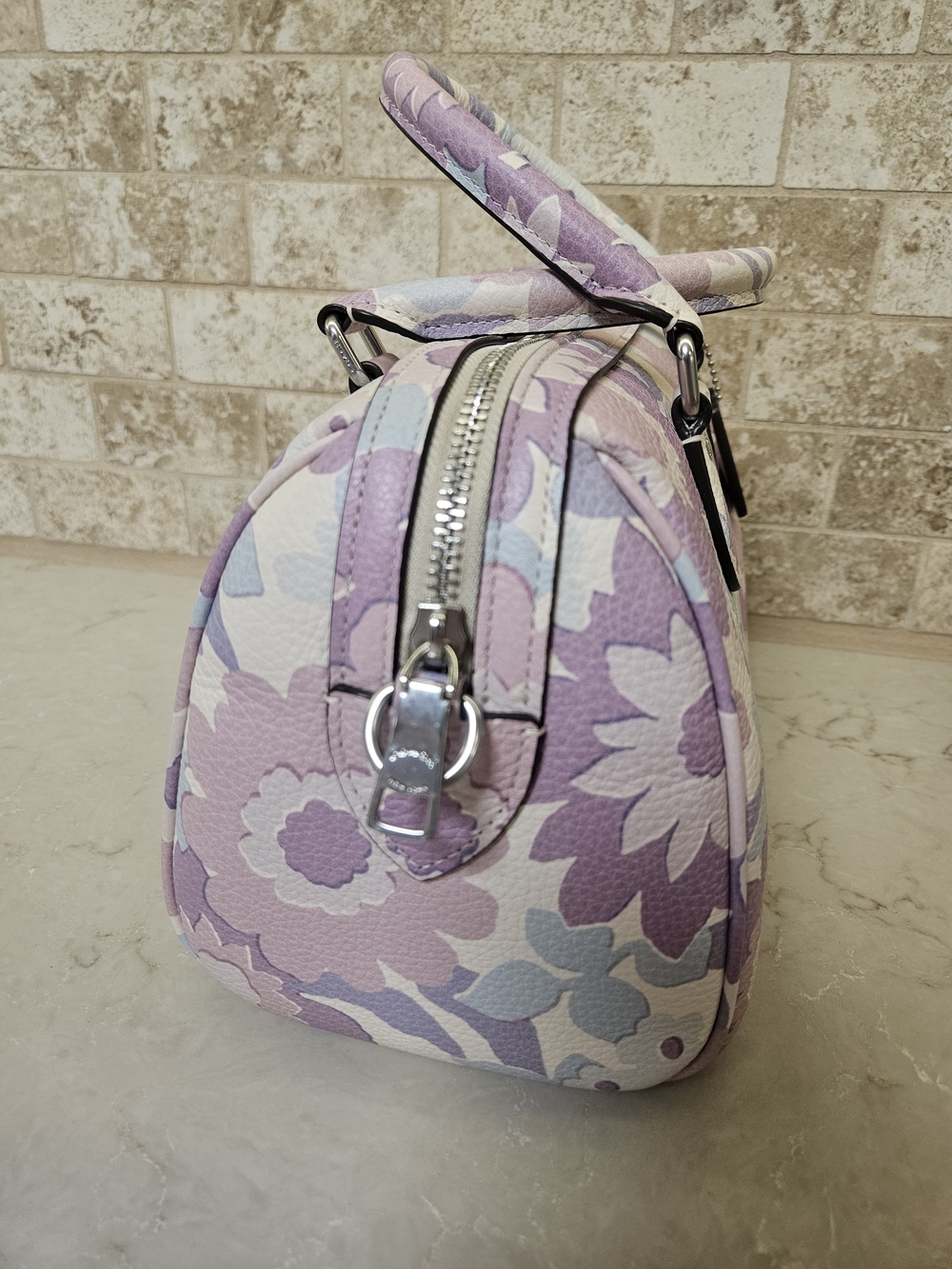 COACH Medium Rowan Satchel in Purple Floral - Picture 3 of 8